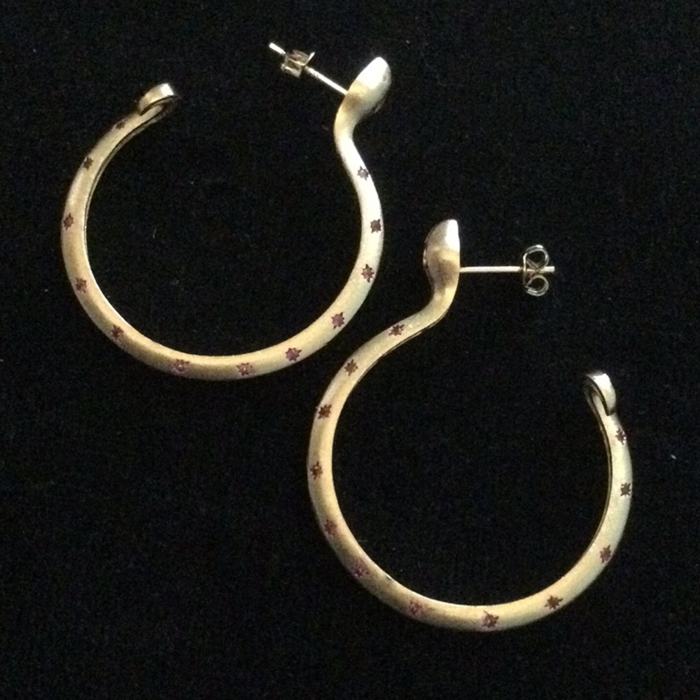 NWT Joy Dravecky 14k/CZ Guardian Hoops in Ruby